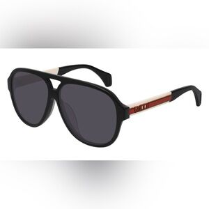 Gucci Black Frame Sunglasses with Red Detail